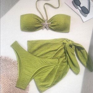 Olive Green Bikini Set with Starfish Detail